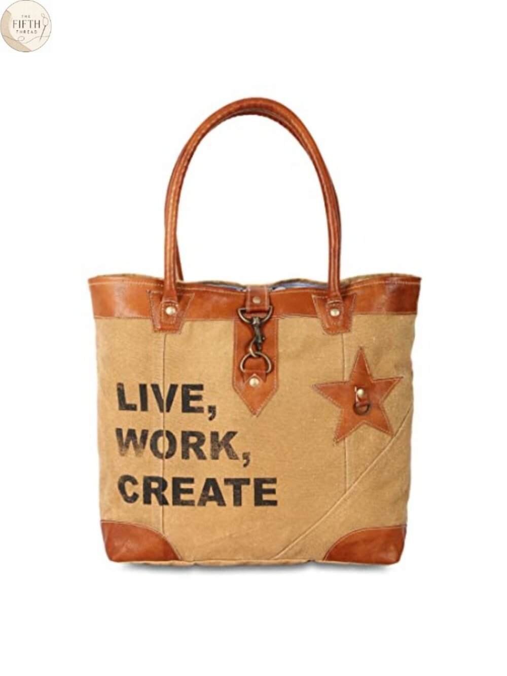 Upcycled Canvas Leather Large Shoulder Bag Tote Satchel Handbag